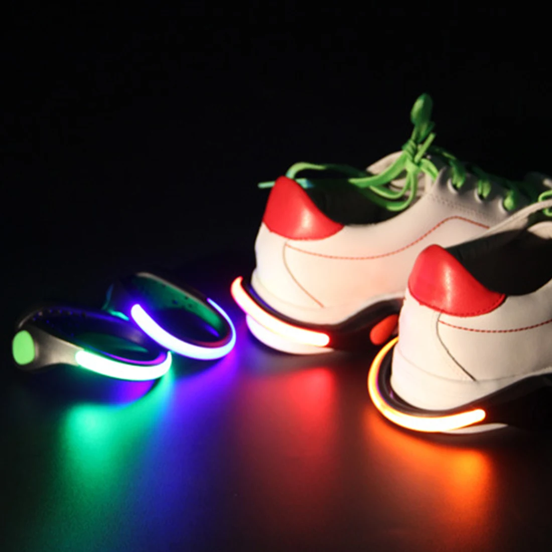 Colorful LED Luminous Shoe Clip Light Night Safety Warning Running Outdoor