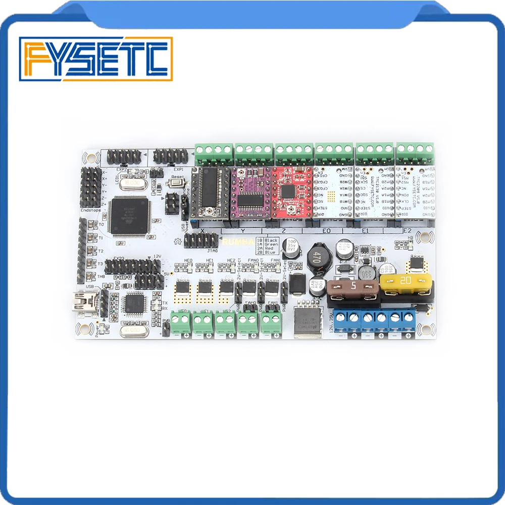 

Upgrade Rumba Plus Board integrated Motherboard 2560 R3 Processor Compatible A4988 DRV8825 LV8729 TMC2100 TMC2208 TMC2130