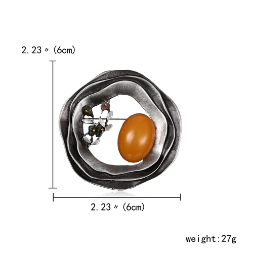 RINHOO натуральный камень кристалл бисером цветок лист Броши-кошки булавки Винтаж воротник Свадебные аксессуары ювелирные изделия брошь для женщин - Окраска металла: Round