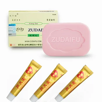 

1pcs ZUDAIFU Sulfur soap add 3pcs YANDAIFU creams set without retail box Body skin care creams man women anti psoriasis