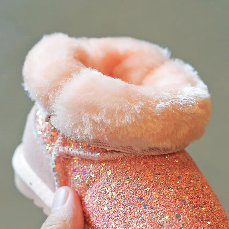 [Распродажа] Зимние Детские зимние сапоги с блестками для девочек плюшевые