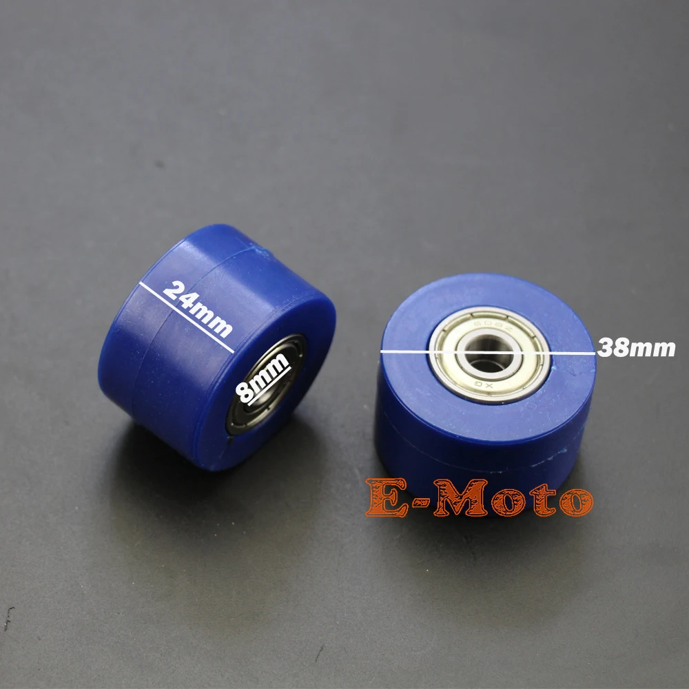 New 2PCS Blue 8mm Chain Roller Slider Tensioner Wheel Guide For Pit Dirt Bike Motorcycle ATV CRF RTF-M234568 E-Moto