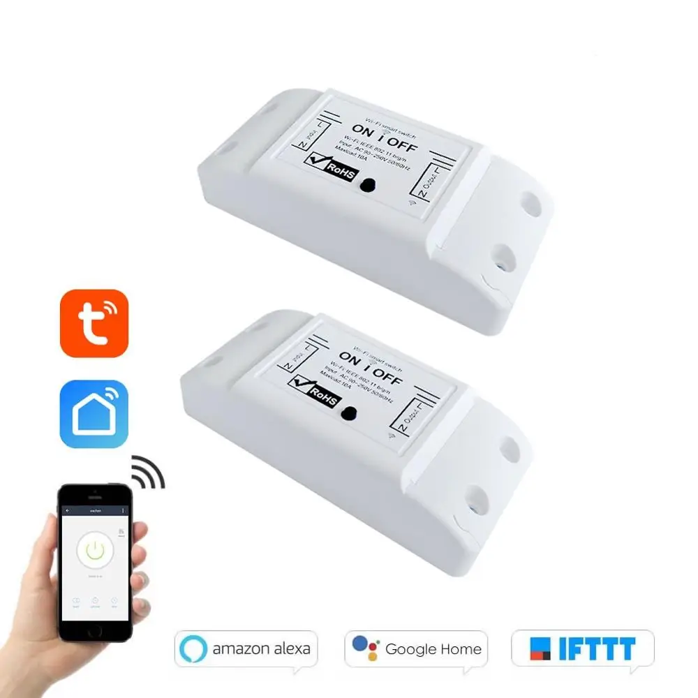 

WiFi Smart Switch Compatible with Alexa Voice ControlRelay Switch Module DIY Smart Home Use Tuya Smartlife APP (2 Packs)