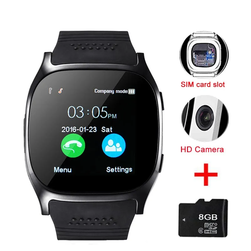 

CHICLITS T8 Bluetooth Smart Watch With Camera Support SIM TF Card Call Smart Watches For Android Pedometer Sleep Monitoring New