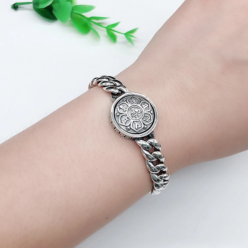 BALMORA-Solid-925-Sterling-Silver-360-Rapid-Rotating-Six-Word-s-Sutra-Buddhistic-Bracelet-For-Men
