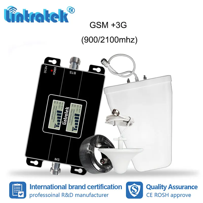 

Lintratek GSM 900MHz 2100 WCDMA Signal Cellular Booster 2G UMTS 3G 2100mhz Cellphone Repeater Amplifier Cellular Full Kit #8-1