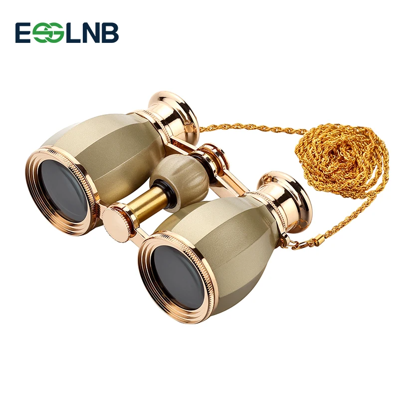 Kopen Nieuwe Stijl Verrekijker Telescoop Opera Bril Gecoat Theater Glas Retro Verrekijker Met Ketting Telescopio Lady Gift Goud Kleur