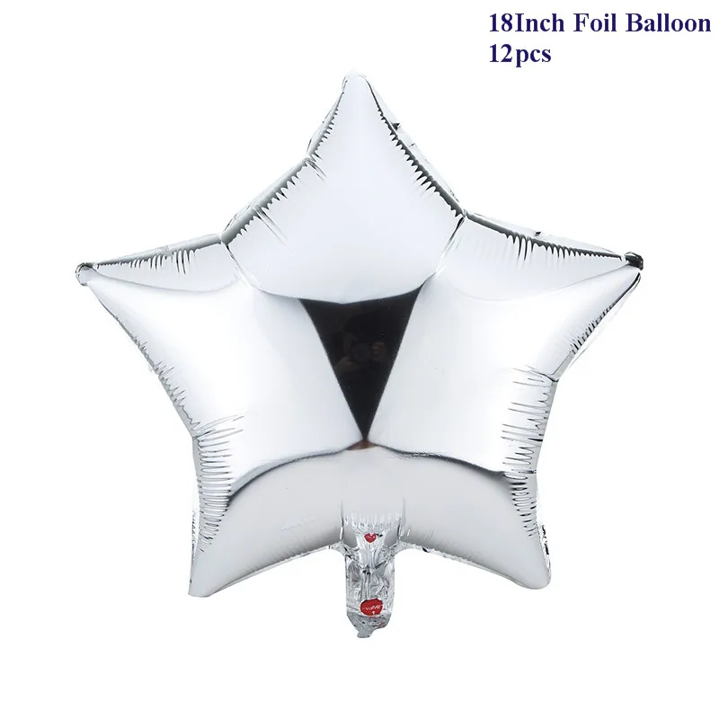 12 шт., воздушные шары из фольги с гелием и розовыми и белыми звездами для вечеринки в честь Дня Рождения, 18 дюймов - Цвет: Sliver