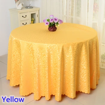 

Yellow colour jacquard table cloth damask pattern table cover for wedding hotel and round table linen decoration wholesale