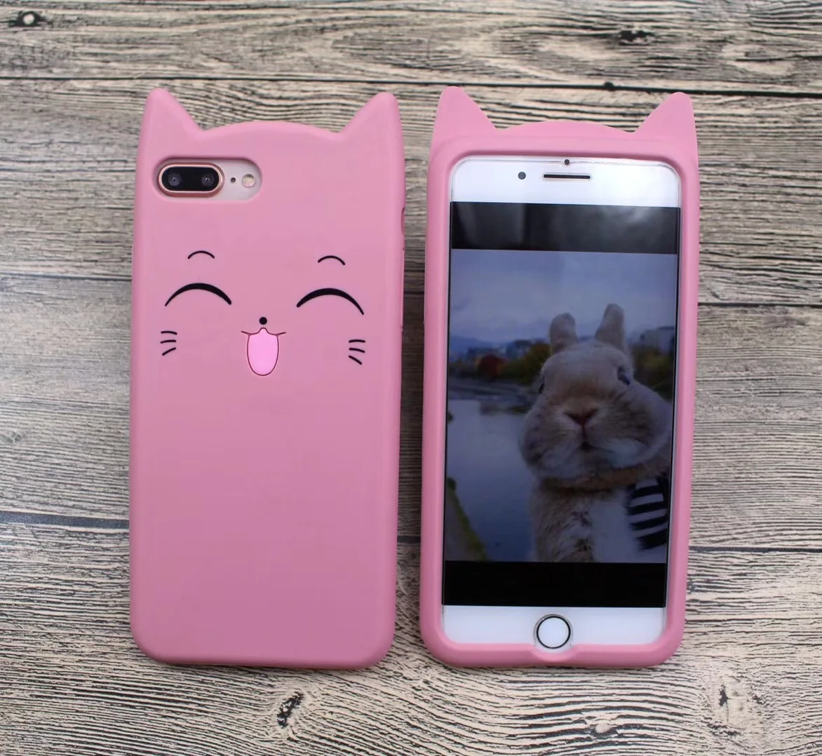 3D Cute Cartoon Animal Cat Ear Silicone Case For For iPhone 6 6S 7 8 Plus X XS 5 5S SE 8plus