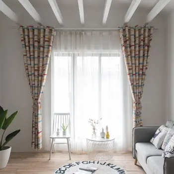 

Colorful Camouflage World Print Soft Cotton Blinds Shading Window Curtains Black Out Red Curtain For Living Room 5076