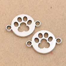Античные с серебристым покрытием собака след разъем для изготовления ювелирных изделий браслет DIY аксессуары ювелирных изделий 17 мм