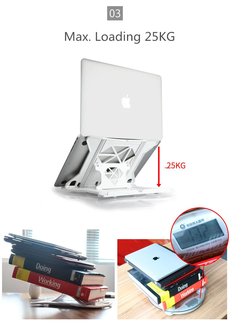 Складная портативная охлаждающая подставка для ноутбука 7-17 см Высота Регулируемая Вращение 360 Эргономичная подставка под планшет для MacBook IPad