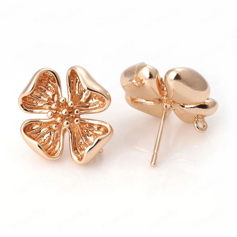 

Stud Earrings Hanger Connectors Flowers Base Charms Real Gold plated Metal for DIY Drop Earrings Jewelry Making Accessories