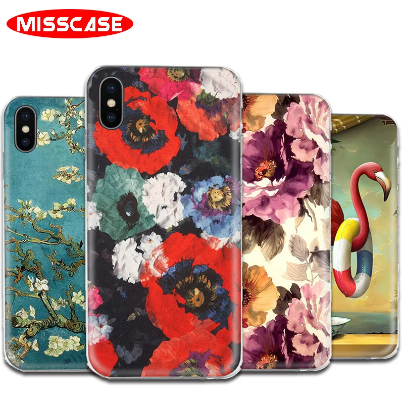 MISSCASE Famous Painting Phone Case for iphone X 7 6 6s 8 Plus se 5s 5 Soft Silicone Cover coque Apple iPhone x |