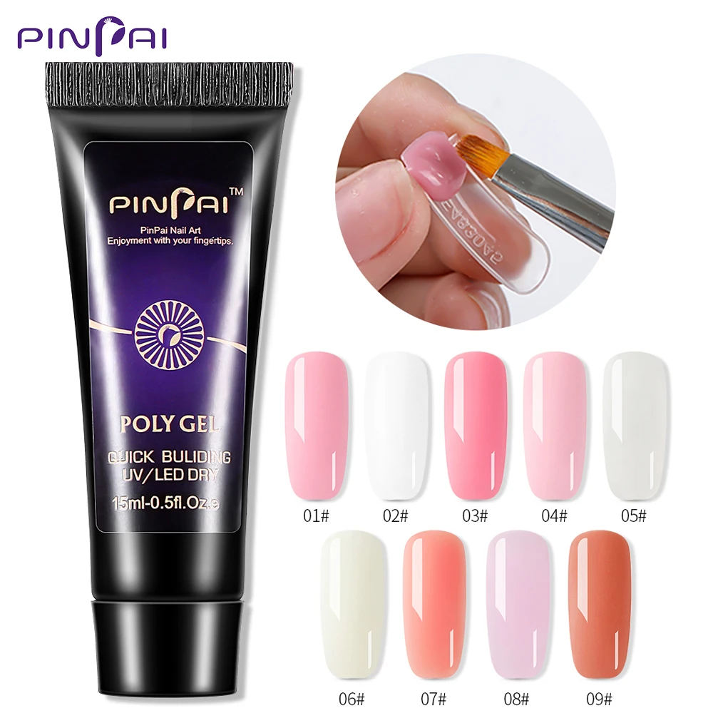  Pinpai 15ml UV LED Nail Builder Poly Gel Clear Pink Acrylic Nail Gel Acryl for Building Manicure Na