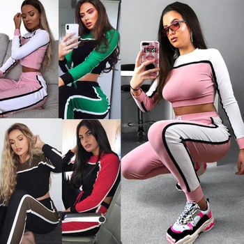 

TWO PIECE SET Joggers Women Tracksuit Runway Track Suit Lounge Wear Sweat Outfit Leisure Harajuku Autumn Winter Ensemble Femme