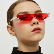 Крутые европейские и американские модные металлические треугольные солнцезащитные очки кошачий глаз без оправы, Мужские Винтажные Солнцезащитные очки, модные красные желтые линзы