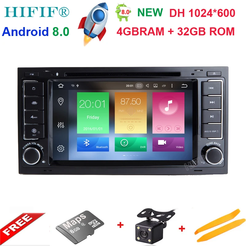 Best HIFIF Android 8.0 Two Din 7 Inch Car DVD Player For Touareg/T5 Volkswagen With Dual Channel Canbus 3G/4G Wifi GPS Navigation BT 0