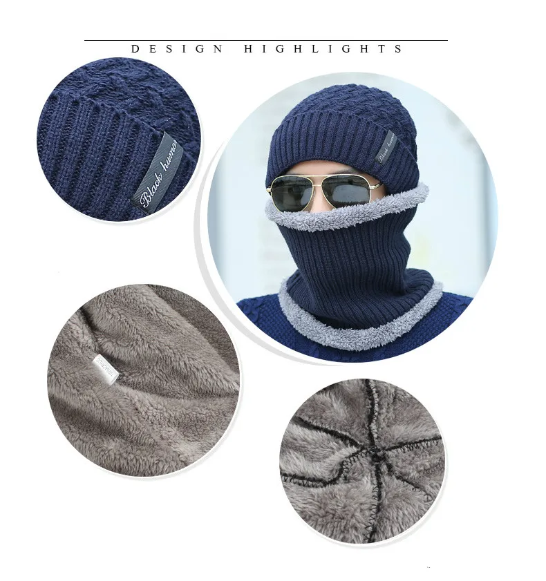 Флисовые зимние шапки для мужчин Skullies Beanie шапка женская шерстяная шапка шарф Набор Балаклава маска Gorras Bonnet Мягкая вязаная шапочка