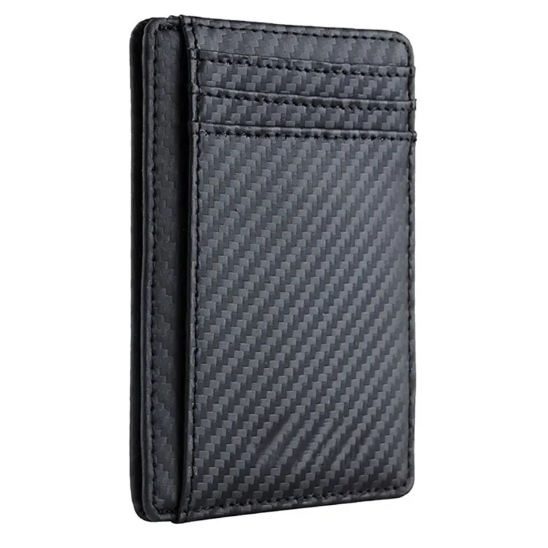 

Carbon Fiber Pattern RFID Blocking Genuine Leather ultra-thin Card Holder High Quality Small ID Cards Organizer Wallets Unisex