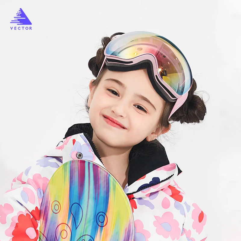 VECTOR niños gafas de esquí esféricas grandes para los niños doble capas UV400 magnética gafas de esquí niñas Snowboard gafas