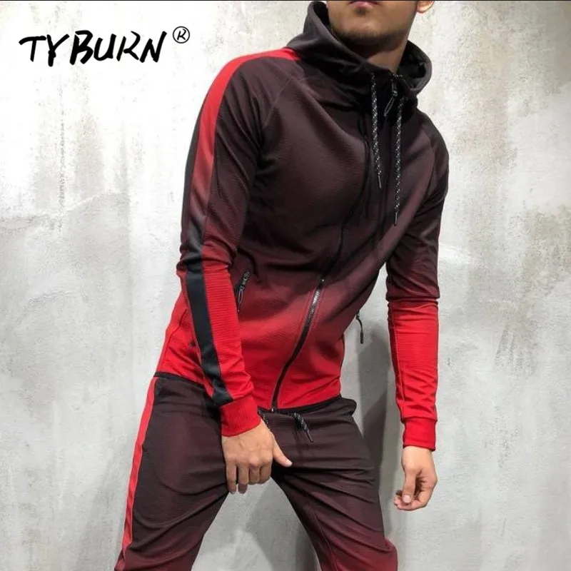 

TYBURN Hip Hop Sweatshirt Men Spring Autumn Hoodies Male Pocket Zipper Hooded Tracksuit Men's Casual Fitness Cardigan Outwear