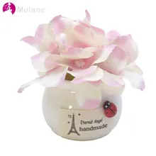 MOLANS Hydrangea Simulated Flower Vase for Office Arrangement Creative Items Fabric Flower with Mini Vase for Home Decoration