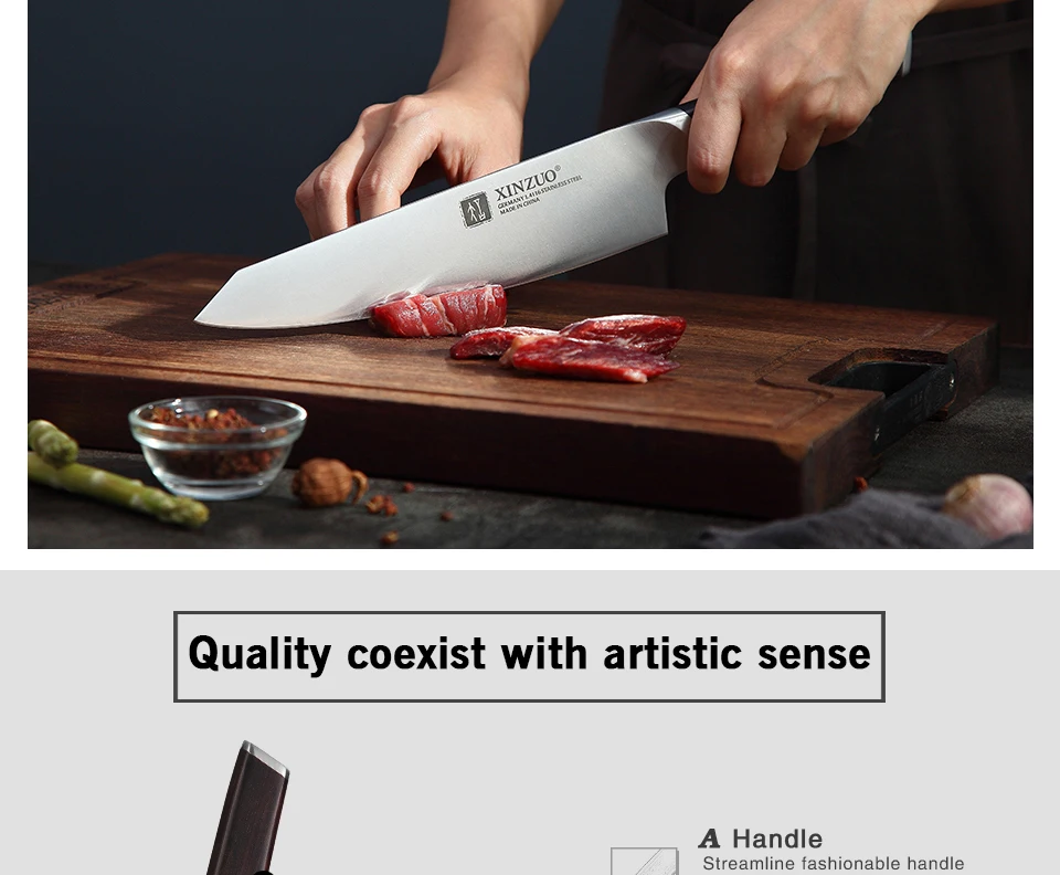 XINZUO 8 ''кухонный нож шеф-повара, немецкие 1,4116 кованые ножи из нержавеющей стали, нож для резки мяса с черной ручкой