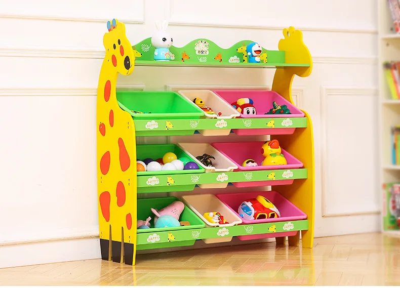 Большой стеллаж для хранения детских игрушек с жирафом, детская книжная полка для детского сада, отделочные шкафчики для хранения, органайзер для игрушек, полка для книг