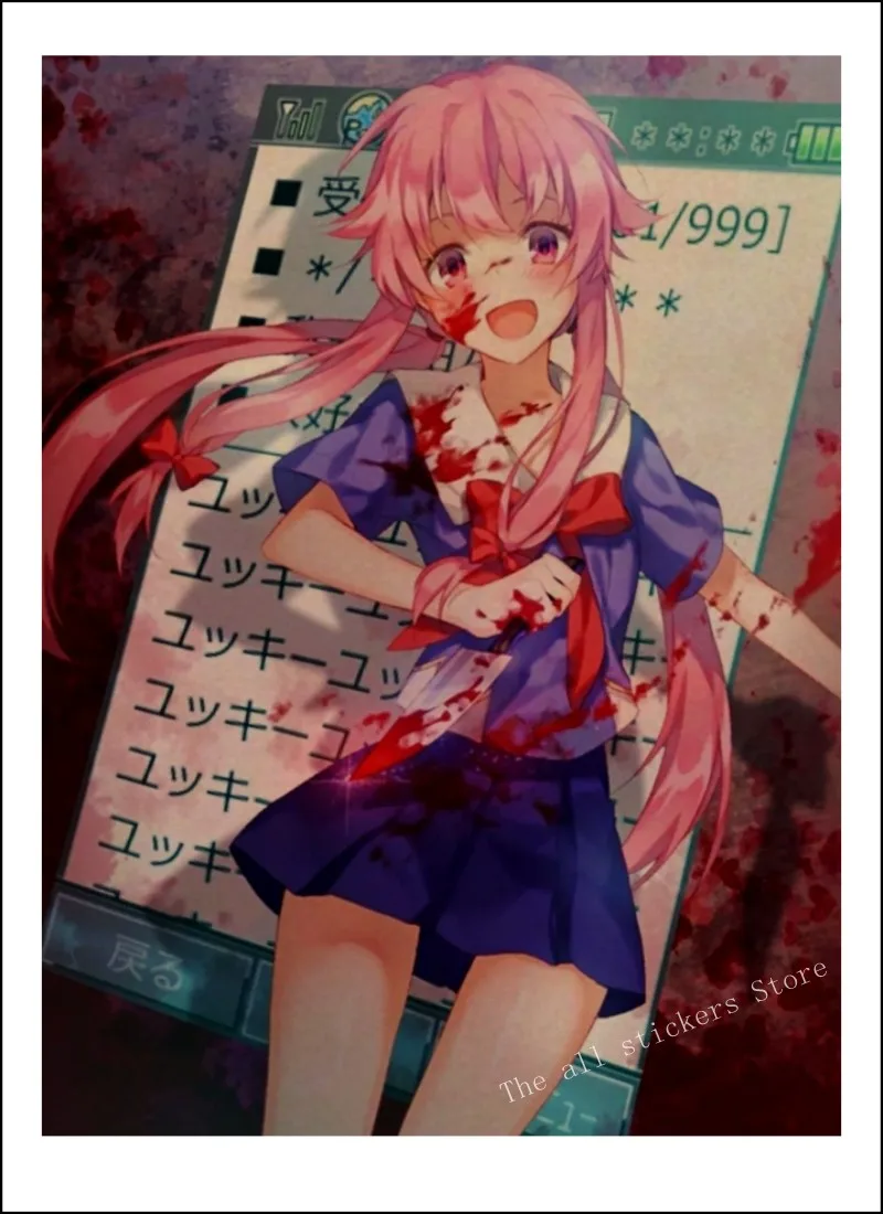 Дневник будущего Mirai Nikki Amano Yukiteru Gasai Yuno плакат из крафт-бумаги Ретро плакат стикер стены японского аниме плакат/904 - Цвет: 19