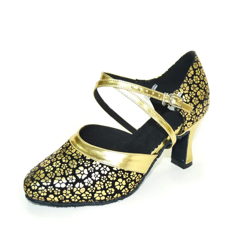 High Quality Ladies Women Tango Salsa Ballroom Latin Dance Shoes with Suede Sole 2.75 Inch Heels Sequin
