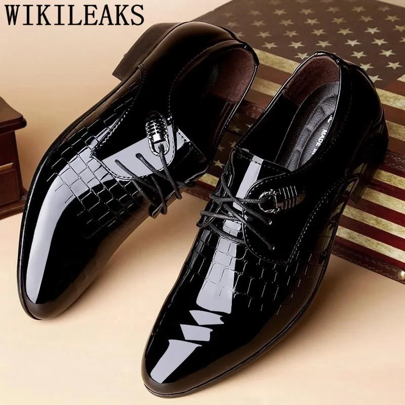 Patent Leather Black Oxford Shoes For 