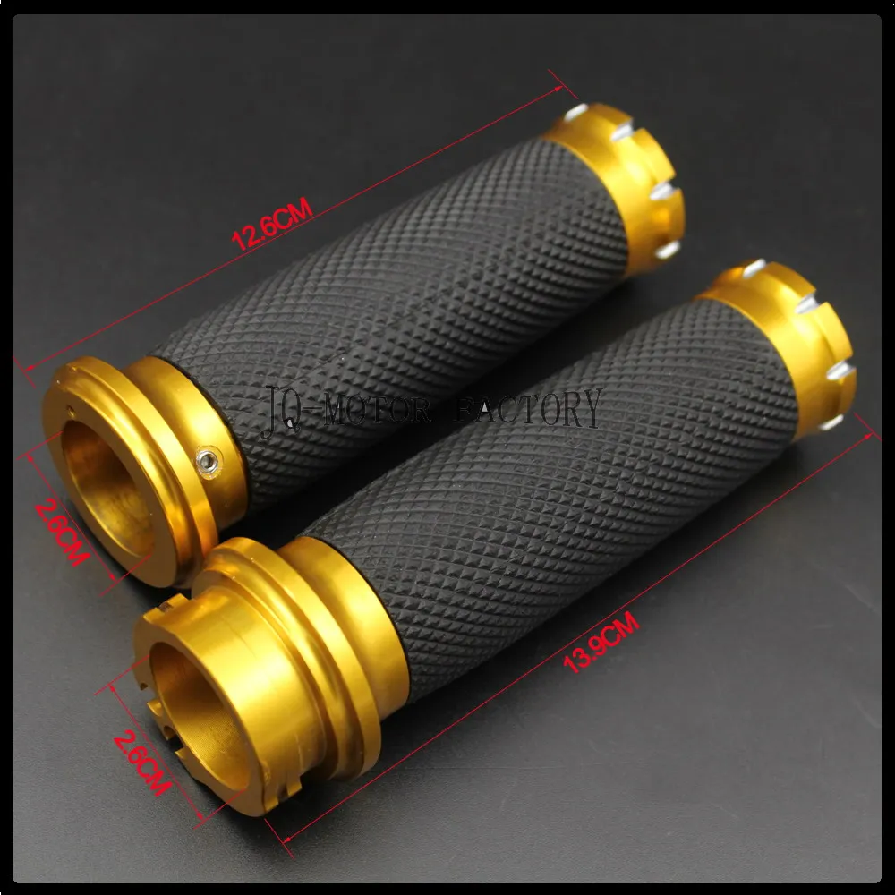 Gold Motorcycle Grips Handle Black CNC 1"25mm Handlebar Hand Grips Fit