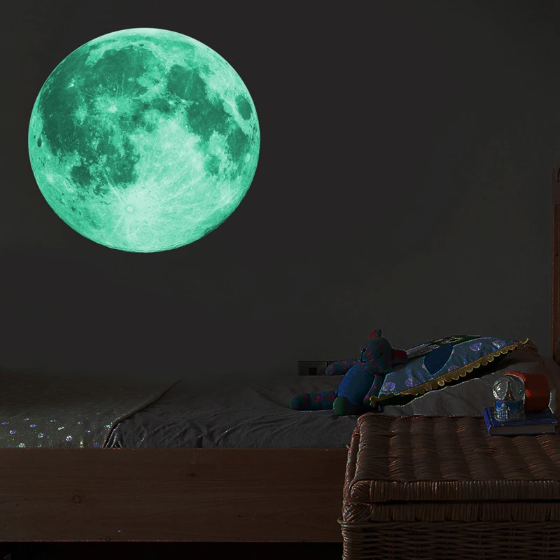 30 centímetros Luminosa Lua 3D Adesivo de Parede para quarto de crianças quarto sala de estar decoração de casa decalques Glow In The dark adesivos de parede