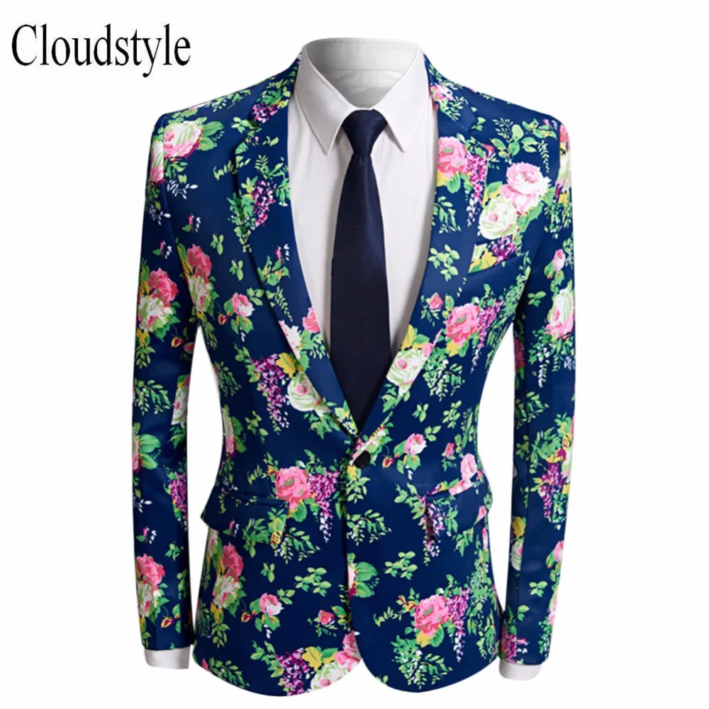 Buy Cloudstyle 2018 Male Floral Print Suit Jacket Men