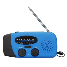 Водонепроницаемая портативная ручка для вращения радио на солнечных батарейках AM/FM 3 светодиодный фонарик зарядное устройство для телефона синий