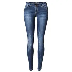 Для женщин узкие Джинсы для женщин Штаны Для женщин низкой талией Эластичность зауженные джинсы (темно-синий, 34/US ~ 2/UK ~ 6)