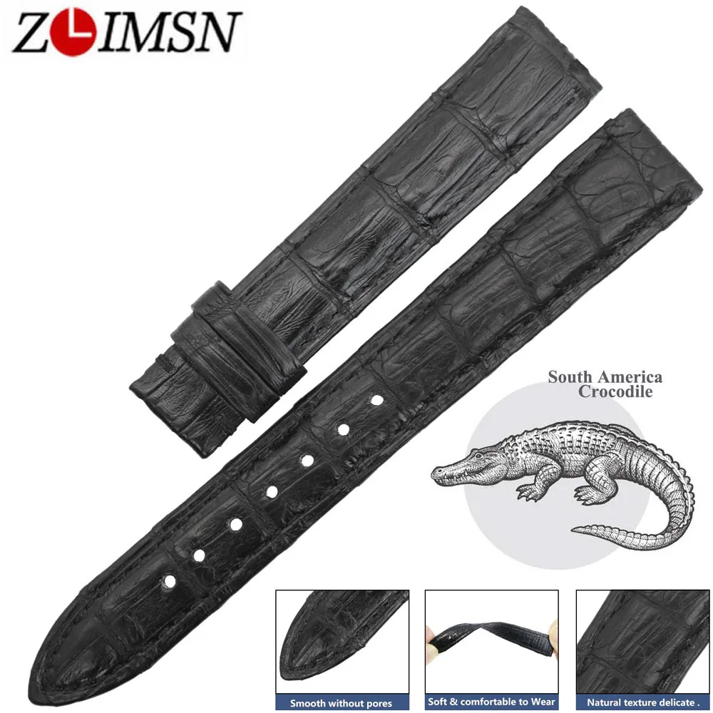 Zlimsn Men's Women Genuine Crocodile Leather Watch Band Strap 1424mm