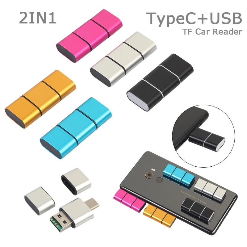 2IN1 OTG USB Type-C TF Card Reader for Smartphone Desktop Computer Laptop Accessories