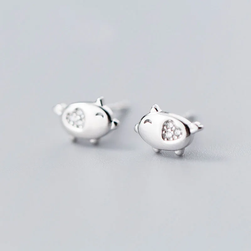 Серьги-пусеты Lucky Pig из серебра 925 пробы для женщин и девушек стерлингового |