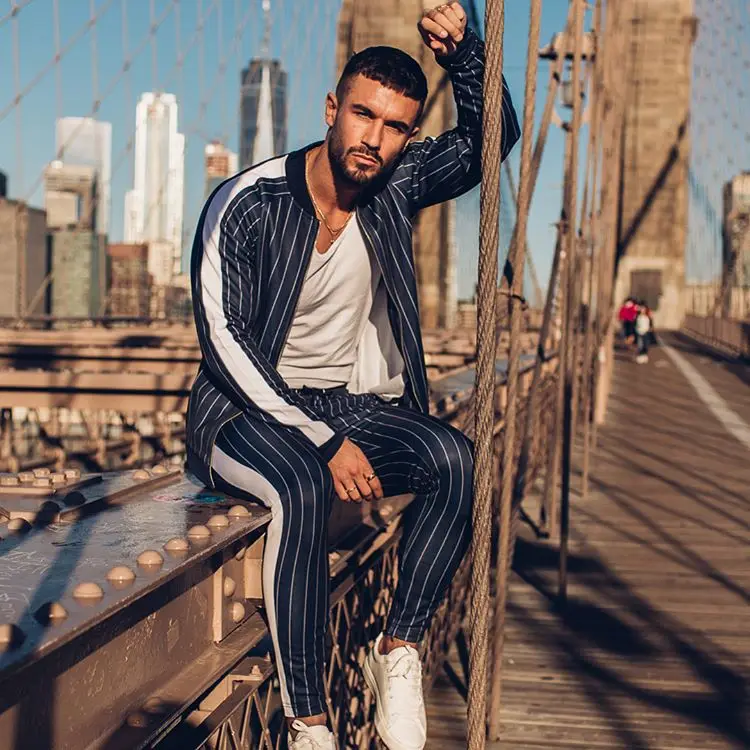 Men Sportswear Tracksuit Zip Up Jacket Sweatshirt+pant Running Jogger Leisure Fitness Gym Training Workout Outfit Set Sport Suit