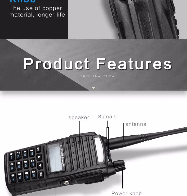 Рация BaoFeng UV-82 двухдиапазонный 136-174/400-520 МГц FM Ham двухстороннее радио, трансивер, рация