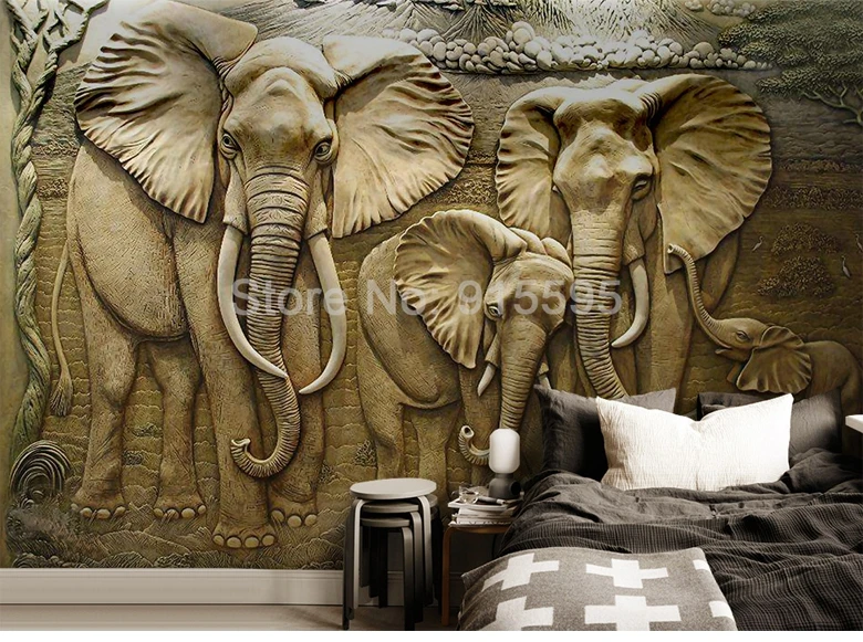 3D Stereo, Em Relevo Elefante, Mural De
