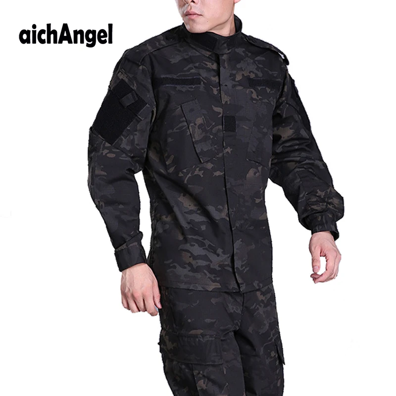 

CPBK Camouflage Army Military Uniform Men tactical Cargo Pants Bdu Combat Uniform Outdoors Camping hunting Men's Clothing Sets