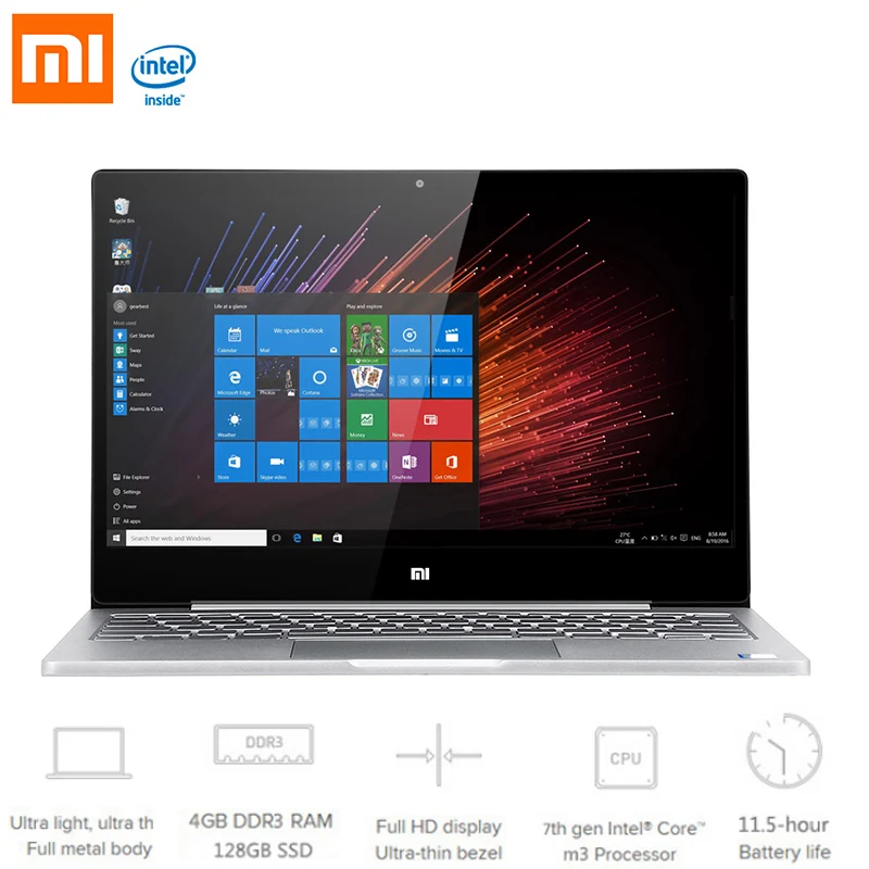 Оригинальный ноутбук Xiaomi Air 12 5 '񟞨 P ips экран Windows 10 Intel Core M3 7Y30 128 GB/256 GB HDMI быстрая