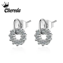 Chereda круглые гипоаллергенные серьги для женщин Корейский темперамент кристалл серьги гвоздики pendientes mujer