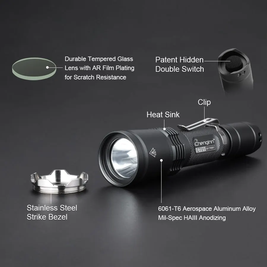  High beam military tactical flashlight powerful LED flashlight convoy diving Self Defense IPX8 torc - 32814938128