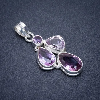 

Natural Amethyst Handmade Unique 925 Sterling Silver Pendant 1.75" A1551