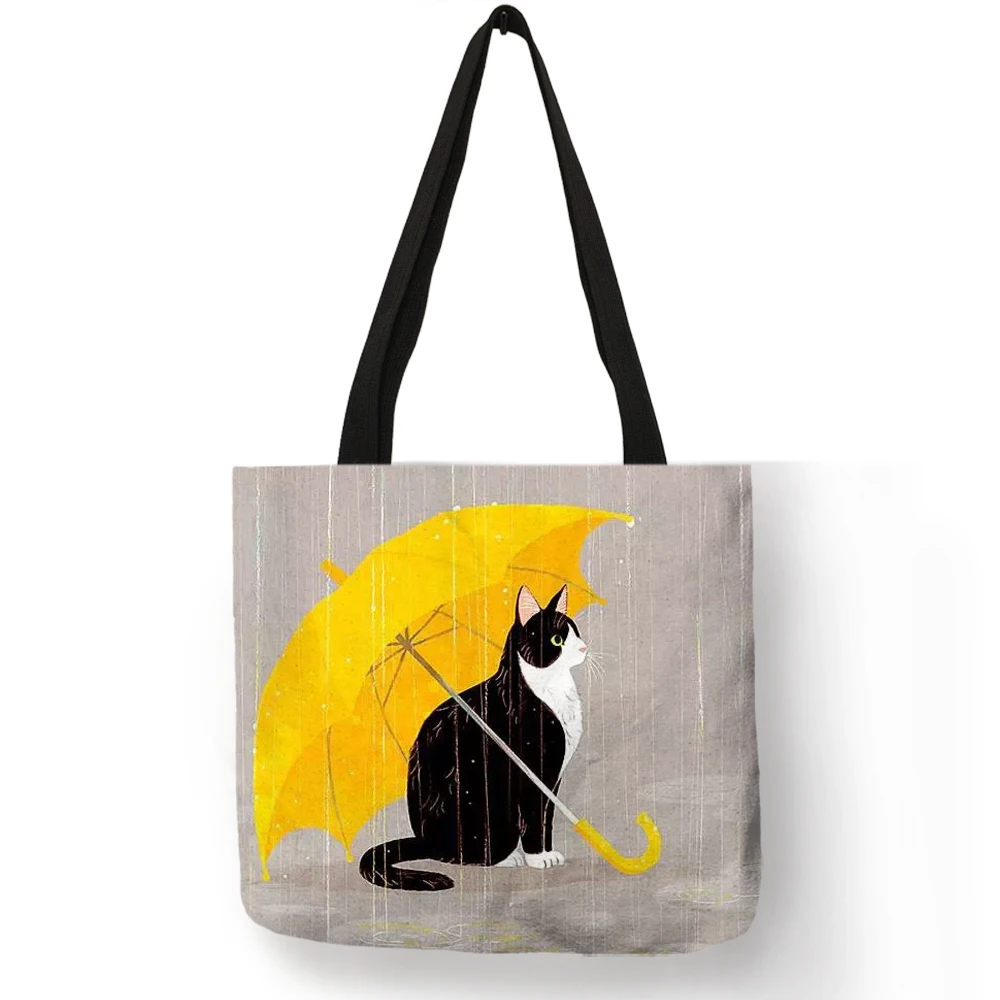  Customized Cartoon Cat Print Tote Bag For Women Reusable Shopping Bags Folding Travel School Bags P - 32906972443